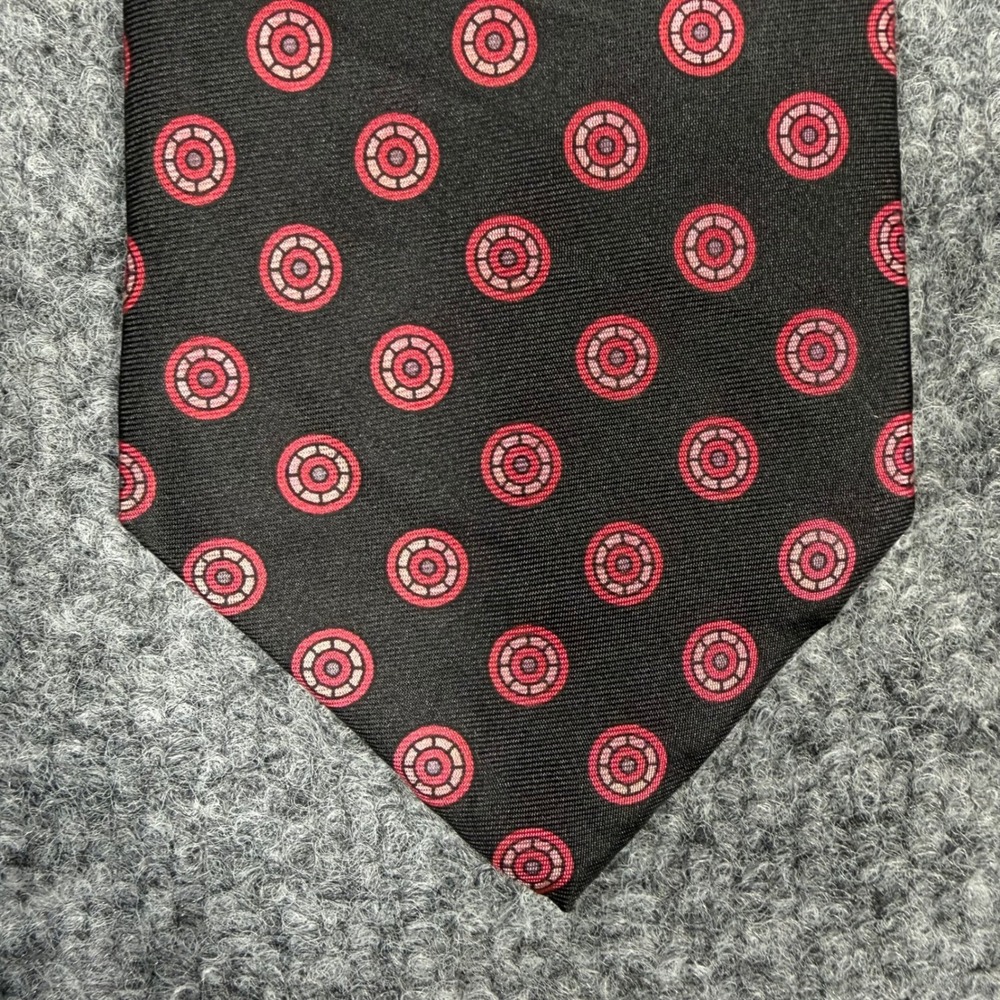 Givenchy Monsieur Silk Tie Geometric Medallion Red Black XL‎ 65"x3.5" Italy EUC